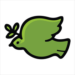 Green Dove Bird Peace Thanksgiving Illustration