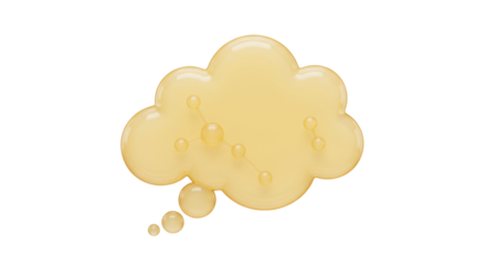 Yellow thought bubble PNG isolated on transparent background, idea concept for communication and social media design