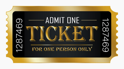 Golden Ticket Design Template Admit One, Luxury Event Pass