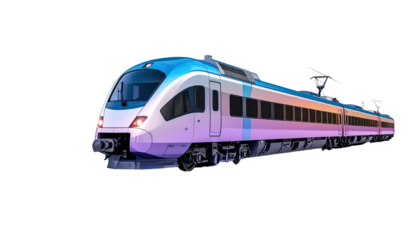 Sleek, modern train design with gradient color scheme, isolated on black background