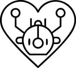 Clean line vector of a robotic heart symbol.