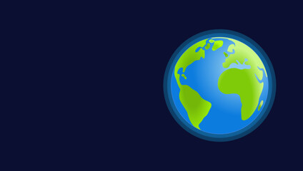 Global Earth Globe Illustration With Blue Oceans And Green Lands On Dark Navy Background