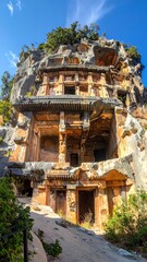 Ancient Lycian rock-cut tombs in Myra Turkey a captivating historical and archaeological site