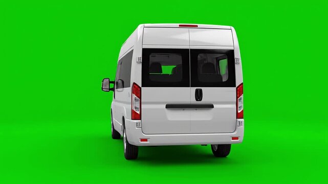 White van rotating on green screen for commercials and advertising