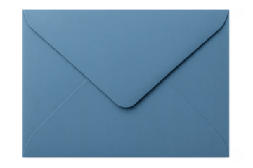 Blue envelope closing flap on transparent background