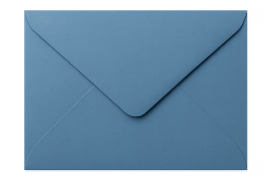 Blue envelope closing flap on transparent background