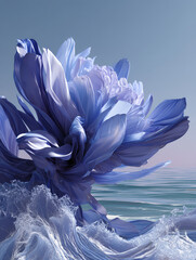 A futuristic digital art piece featuring an abstract flower.
