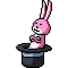 pixel art of rabbit top hat magician