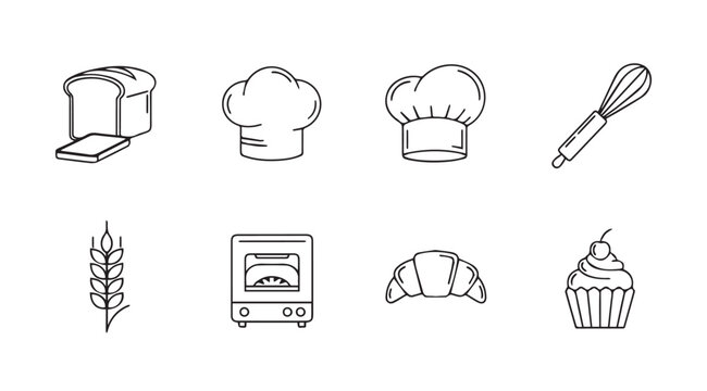 Vector art of bakery items line art
