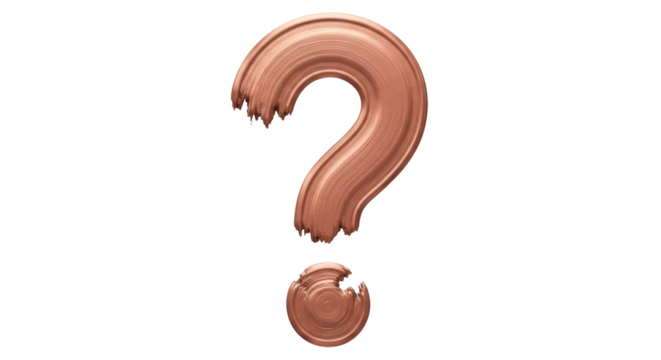 Copper question mark PNG isolated on transparent background, metallic brush stroke symbol for design and creative projects - Powered by Adobe