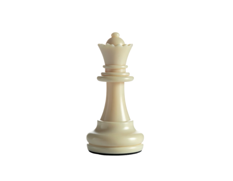 Isolated ivory chess piece, the Queen, against a stark black background