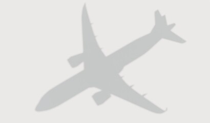 Airplane silhouette on a light gray background, representing air travel and aviation.