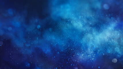 Abstract blue background with dark gradient and soft bokeh light effect in cosmic galaxy style