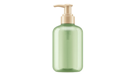 Green transparent bottle with pump isolated, cosmetic container mockup PNG for lotion, shampoo, soap, sanitizer, beauty product and personal care