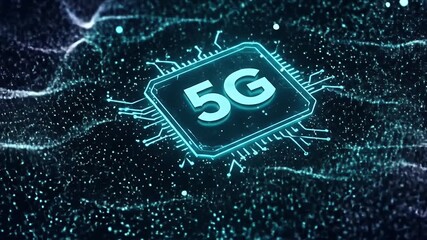 Futuristic 5G Chip Technology Network Connection Concept. - Powered by Adobe