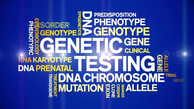 Genetic Testing animated word cloud-text design animation tag kinetic typography seamless loop.