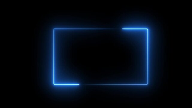 A neon rectangle icon features a glowing, rectangular outline in bright neon colors like blue, pink, or green, symbolizing modernity, focus, or boundaries, often used for buttons or navigation 