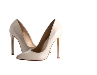 Elegant pair of high-heeled pumps with a glossy finish, against black