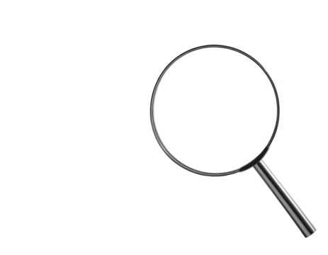 A close-up view of a magnifying glass against a vast, black background