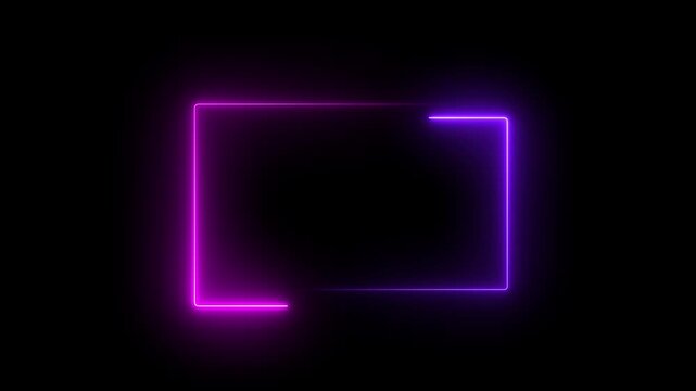 A neon rectangle icon features a glowing, rectangular outline in bright neon colors like blue, pink, or green, symbolizing modernity, focus, or boundaries, often used for buttons or navigation 