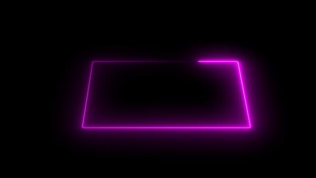 A neon rectangle icon features a glowing, rectangular outline in bright neon colors like blue, pink, or green, symbolizing modernity, focus, or boundaries, often used for buttons or navigation 
