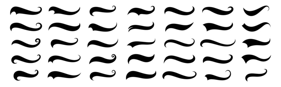 Swash and swoosh. Vector swash swoosh flourish design elements on transparent background