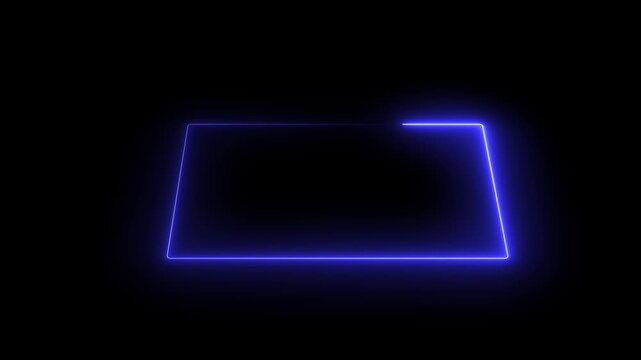 A neon rectangle icon features a glowing, rectangular outline in bright neon colors like blue, pink, or green, symbolizing modernity, focus, or boundaries, often used for buttons or navigation 