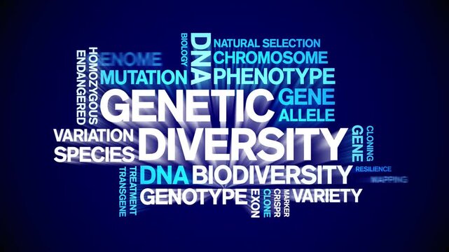 Genetic Diversity animated word cloud-text design animation tag kinetic typography seamless loop.