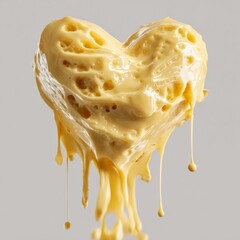 Creamy shea butter drips in heart shape, showcasing smooth texture and warmth