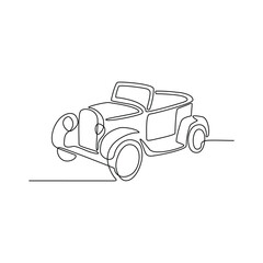 One continuous line drawing of Retro Car vector illustration. Retro Car theme design concept in simple linear continuous line style. Great design for business purpose and community event campaign
