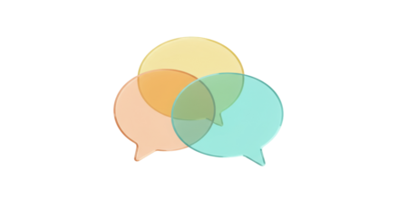 Overlapping speech bubbles PNG isolated on transparent background, colorful communication concept for design and social media use