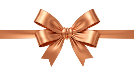 Fototapeta premium Elegant copper ribbon bow isolated on transparent background, festive decoration for gift wrapping and holiday designs
