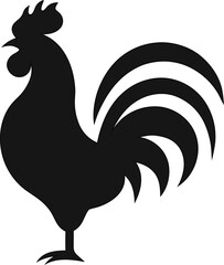 Elegant farm rooster silhouette vector logo, isolated on white, perfect for rural brand identity and organic labels.