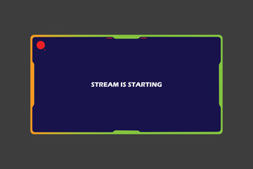 Game stream frames. Glow theme for live conference of gaming streamers, hud frame twitch streaming media gamer broadcast webcam box video screen, garish vector illustration of game screen futuristic