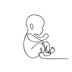 Minimalist baby line drawing. Infant concept illustration. Pregnancy and birth symbol.