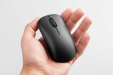 Ergonomic Wireless Mouse Held in Hand for Comfortable Computing.
