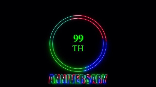 Glowing neon 99 years anniversary emblem. Anniversary icon or label. front of dazzling fireworks 99 years celebration and congratulation design element splash convert animated explosion ... See