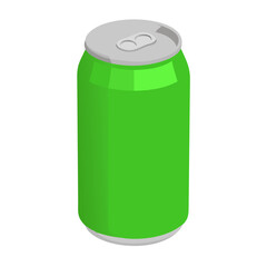 Green Aluminum Soda Can Isometric Icon. Blank Energy Drink, Beer, or Pop Mockup Vector.