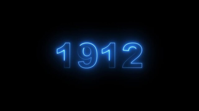 neon line text 1912. Abstract neon text animation, Glowing neon number text background 4k video animation . important year, important date.