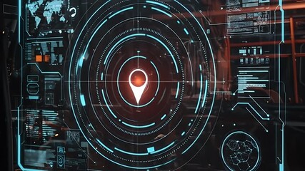 Futuristic Holographic Interface Displaying Global Navigation System. - Powered by Adobe