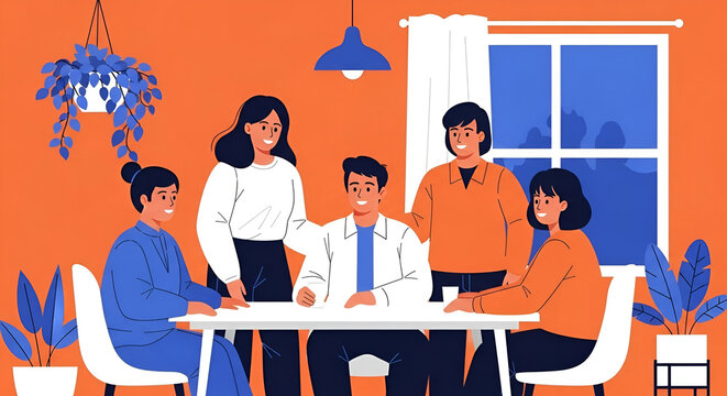 Diverse Group Meeting Collaboration and Teamwork in a Bright Modern Space