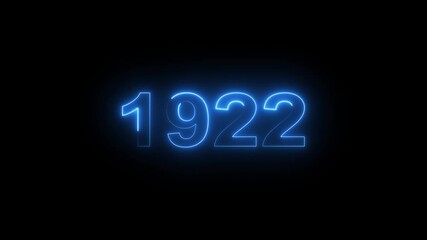 neon line text 1922. Abstract neon text animation, Glowing neon number text background 4k video animation . important year, important date - Powered by Adobe