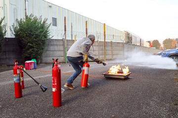 corporate safety - exercise during a firefighting course