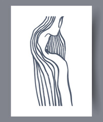 Stylized Abstract Line Art Featuring a Womans Elegant Silhouette in a Modern Aesthetic Design