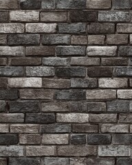 Fototapeta premium Dark Grey and Black Brick Wall Texture With Textured Mortar And Varied Tones Keywords: brick wall, texture, background, dark grey, black, stone effect