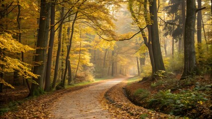 Fototapeta premium road in autumn forest