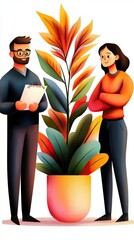 Professionals Engaged in Business Planning with Illustration