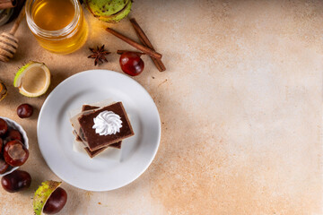 Homemade autumn taste chestnut pie bars