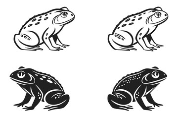 Minimalist desert toad icons set with black and yellow accents
