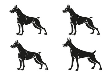 Minimalist doberman silhouette icon set